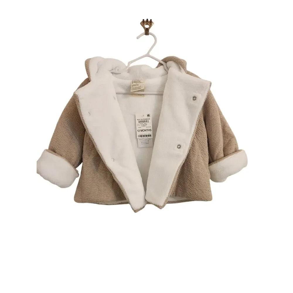 NWT First Impressions Unisex Faux Sherpa Lined Hooded Jacket 12 Months